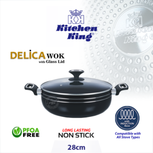 Karahi Pan. Induction cookware. induction cooktop. cookware for electric stove. best non stick cookware in Pakistan. Karahi with glass lid. Nonstick kitchenware.