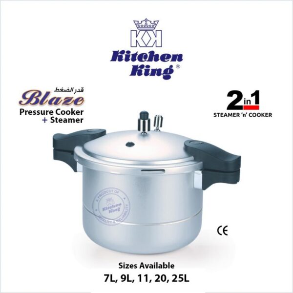 best pressure cooker in Pakistan, best quality pressure cooker, blaze + steamer 11 litres, kitchen king cookware