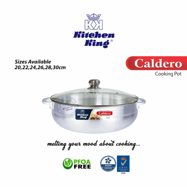 Kitchen King Caldero pot with glass lid on – ideal for slow cooking and simmering