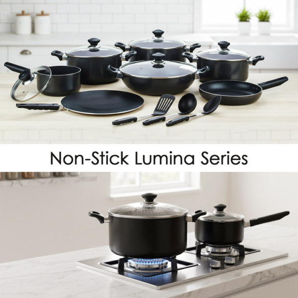Our lumina series consists of nonstick pots and pans at best price. Long-lasting, and easy-to-clean. Perfect for all cooking needs. Shop now!