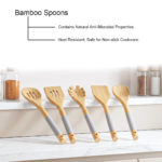 Bamboo Cooking Spoons - 5 Pcs Set - Image 3