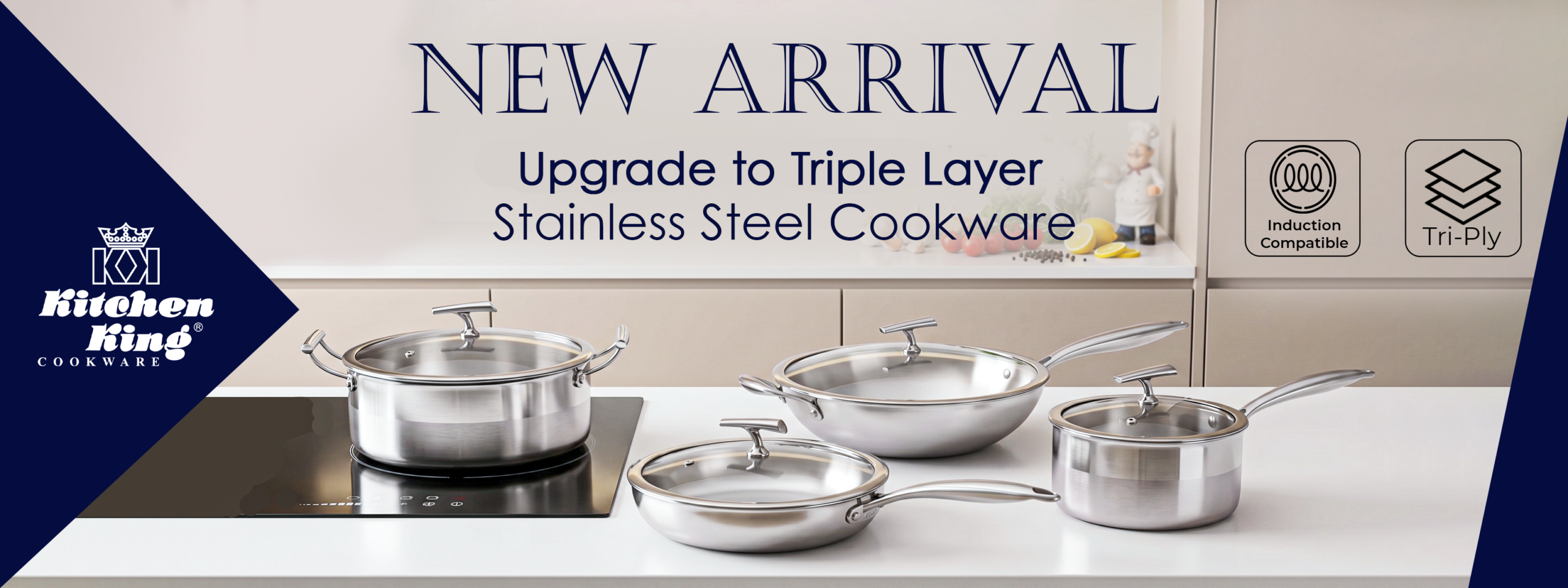 Kitchen King Cookware. Stainless Steel Cooking Pots, Frying Pan, Karahi, Sauce Pan. Best heavy Duty Stainless Steel Cookware.